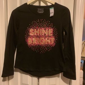 NWT Girls Black Glitter Long Sleeve T-shirt XL